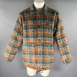 SOUTH 2 WEST 8 Size M Orange Blue & Black Textured Acrylic Blend Snaps Jacket